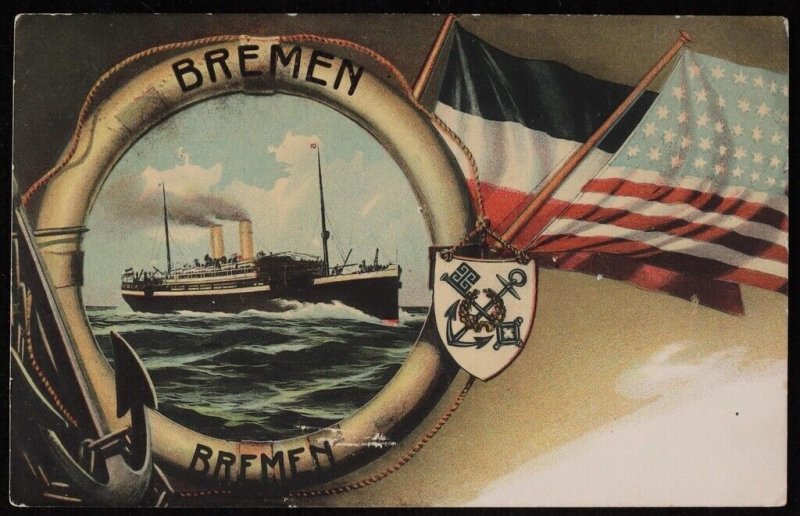 GERMANY Shipmail 1907 use of ship PPC via Suez Egypt, to Australia.