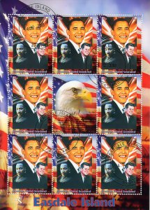 Easdale Island Scotland 2008 BARACK OBAMA/KENNEDY/LUTHER KING Shlt(9) FINE USED