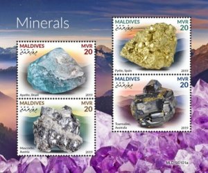 Maldives - 2019 Minerals on Stamps - 4 Stamp Sheet - MLD190101a