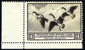 RW3-1936 Federal Duck Stamp -F-VF- OGNH-No Skips or Faults-Backscan on request