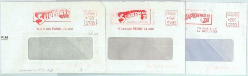 BK98 - FRANCE - Postal History - MECHANICAL POSTMARK: Cinema SUPERMAN I, II, III