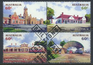 Australia   SC#  3999a    SG 4072a  Used Railroad Stations with fdc  see deta...