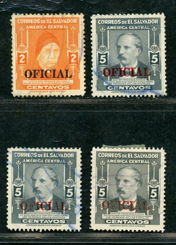 EL SALVADOR SCOTT# O364 FINELY USED LOT OF 3 AS SHOWN CATALOGUE VALUE $97.50
