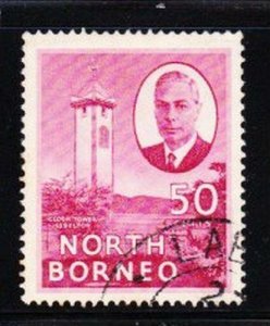 Album Treasures North Borneo Scott # 259 50c George VI Clock Tower VF Used CDS