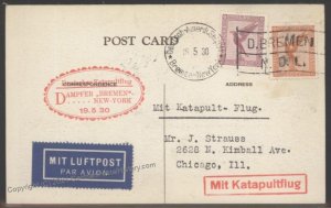 Germany 19.5.1930 Catapult Cover Airmail Cachet Capt Ziegenbein Autograph 103279