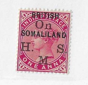 British Somaliland Sc #02 1a  OHMS LH VF