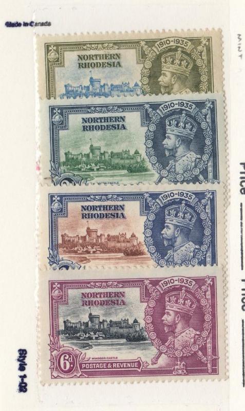 NORTHERN RHODESIA SCOTT LOT# 18-21 VF-MLH KGV SILVER JUBILEES CAT VALUE $16.75