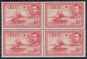 FIJI 1938 KGVI SAILING BOAT 1½D DIE I MNH ** BLOCK