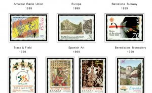 COLOR PRINTED SPAIN 1994-1999 STAMP ALBUM PAGES (58 illustrated pages)