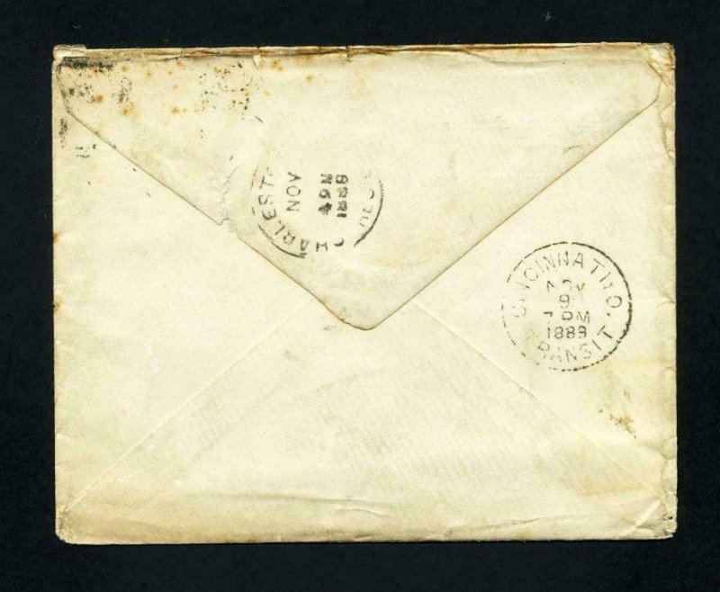 # 213 cover Mt. Auburn Institute, Cincinnati, OH to Charleston, WV - 11-9-1889
