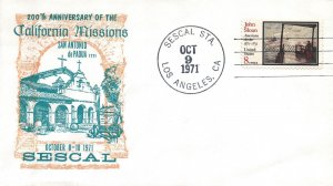 US SPECIAL EVENT CACHET COVER CALIFORNIA MISSIONS SAN ANTONIO de PADUA SESCAL 71