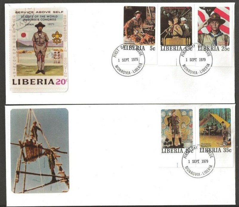 1979 Liberia Rockwell Imperforate Boy Scout set 50 on 20 FDC