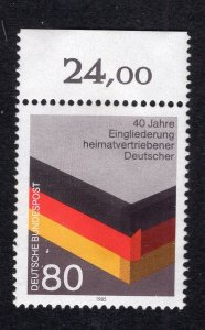 Germany 1985 80pf Refugees, Scott 1451 MNH, value = $1.50