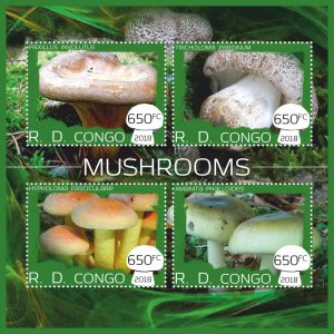Stamps.  Mushrooms  2018 1+1 sheets perforated