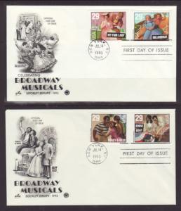 US 2767-2770 Musicals 1993 PCS U/A S/2 FDC 