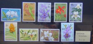 Barbados 1975 Orchid Watermark Diagonal to $10 MNH