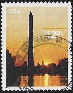 USA #3473 used single, Washington monument, issued 2001