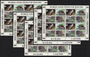 Laos WWF Malayan Box Turtle 5 Sheetlets A 2004 MNH SC#1625 a-d