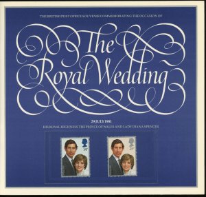 The Royal Wedding #950-951 British Post Office Commemorative Souvenir 1981