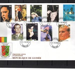 Guinea 98 Chess/Elvis/Pope JPII Set  (9) Perf.FDC 2.10.1998