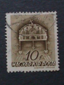 ​HUNGARY-1939 OVER 83 YEARS-VERY OLD-CROWN OF ST. STEPHEN USE STAMPS VERY FINE