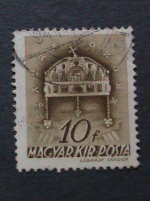 ​HUNGARY-1939 OVER 83 YEARS-VERY OLD-CROWN OF ST. STEPHEN USE STAMPS VERY FINE