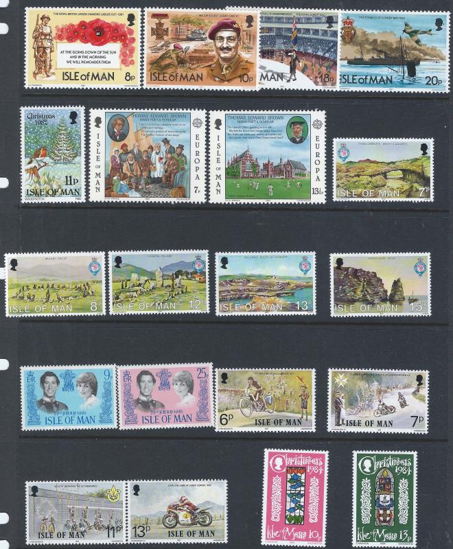 ISLE OF MAN 105 STAMPS  MINT GROUP SCV $49.55 SELL @ 20%  OF CAT VALUE