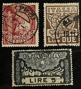 Italy Scott# 161, 163, 164 Used VF Lot of 3 Cat $105.00