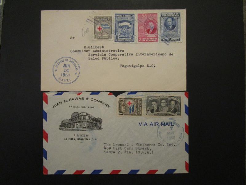 Honduras - 6 1940s / 1950s Airmail Covers - M112