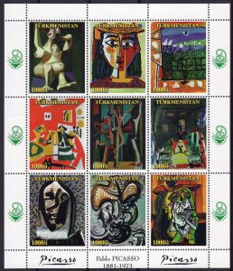 Turkmenistan 1999 PABLO PICASSO Sheetlet #1 Perforated (9) MNH