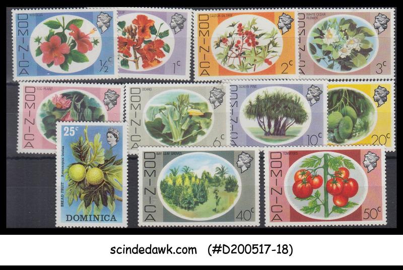 DOMINICA - 1975 QEII FLOWERS PLANTS FRUITS / DEFINITIVE 11V - MINT NH
