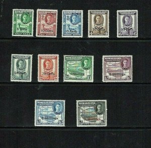 Somaliland: 1951, King George VI definitive, new currency surcharge, MLH set