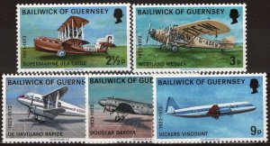 Guernsey 81-85 MNH Airplanes Aviation Air Service ZAYIX 021423S104M