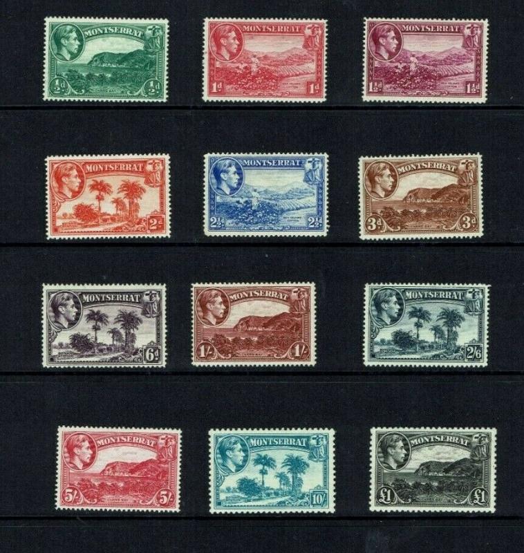 Montserrat: 1938 King George VI Definitive set, all Perf 14, Mint