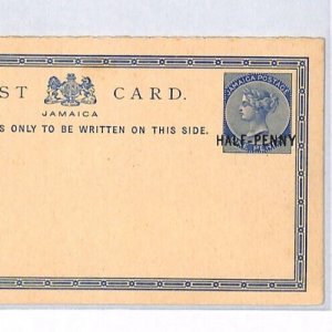 JAMAICA QV Postal Stationery *HALF PENNY* Surcharge REPLY CARD Unused PJ121