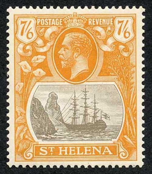 St Helena KGV 7/6 Grey-Brown and Yellow Orange (DEEP SHADE) Superb U/M