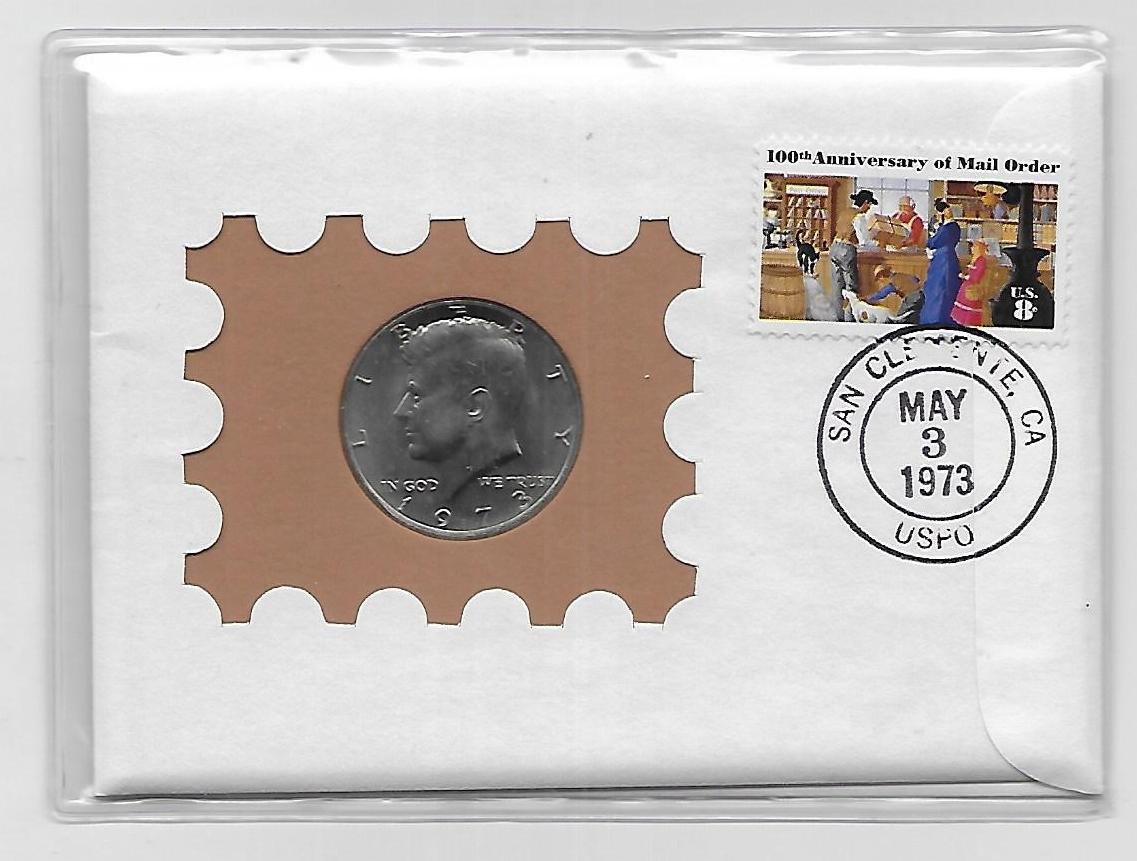 United States Coin Cover 1973 Kennedy 50c Philadelphia Mint. United