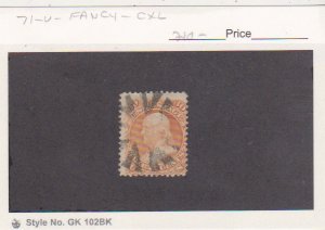 US Scott # 71 Used Fancy Circular Geometric Cancel of 6 Carets S-O-N Strike