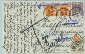 BK0287 - CEYLON - POSTAL HISTORY - POSTCARD from HATTON to SWITZERLAND - TAXED!