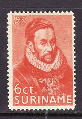 Surinam-Sc#141-unused light hinged 6c deep orange-Prince William I-1933-