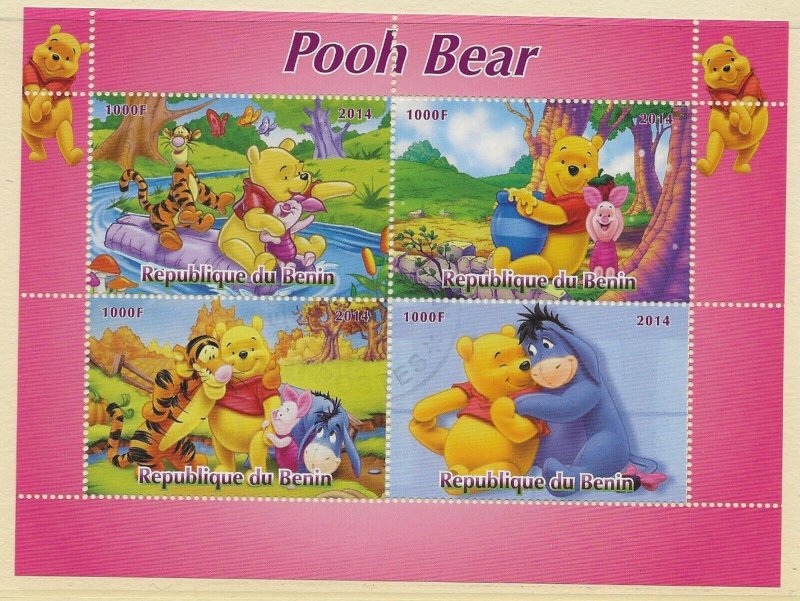 Thematic Stamps Disney Benin  2014 Pooh Bear sheet of 4 values used