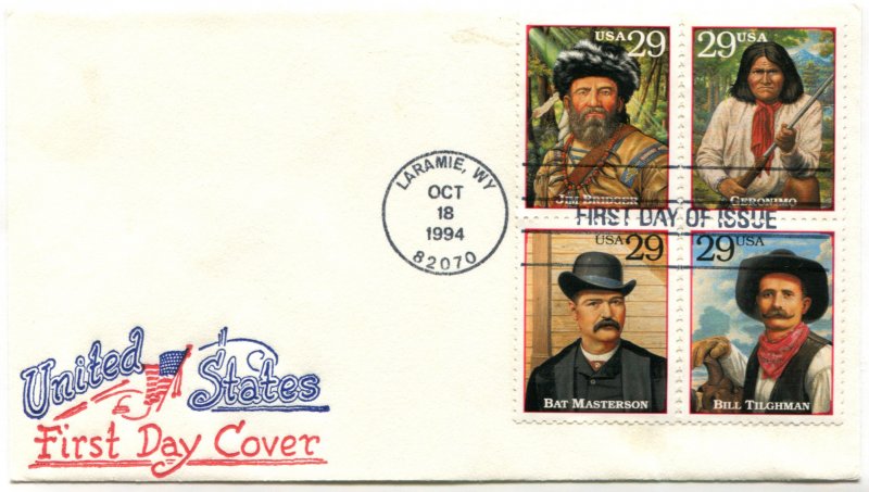 2869 US 29c Legends of the West FDC  ,  Artopages cachet set of 5 covers