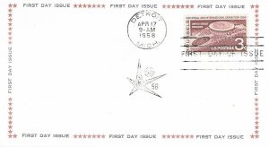 1958 FDC, #1104, 3c Brussels Fair, general purpose