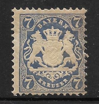 Bavaria - Scott #26 7kr Ultra  Average Unused (MH)