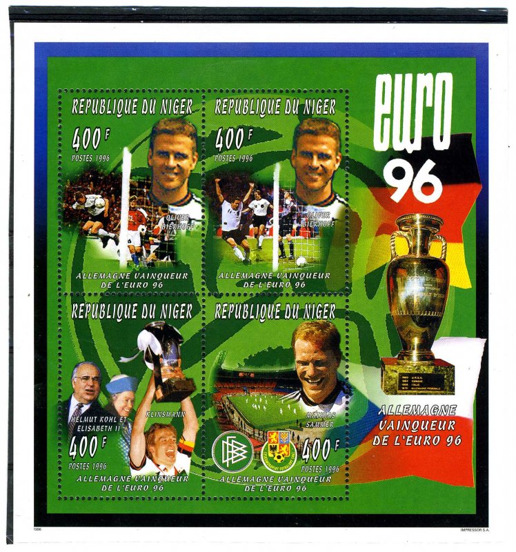 Niger 1996 FOOTBALL EURO'96 GERMANY WINNERS Sheet Perforated Mint (NH)