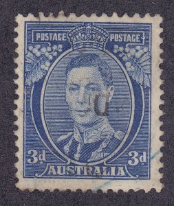 Australia 170 Used 1938 3p Ultramarine KG VII Perf 13½14 Issue XF Scv $24.00