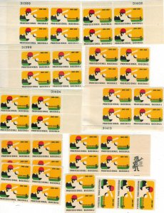 1969 BASEBALL #1381 MINT NH LOT OF 90 STAMPS PLATE BLOCKS BLOCKS PAIRS Free Ship