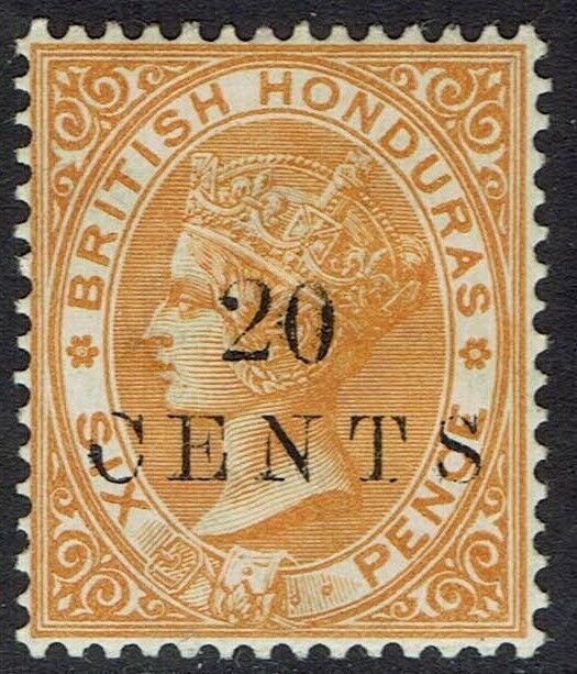 BRITISH HONDURAS 1888 QV 20 CENTS ON 6D