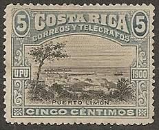 Costa Rica 1901 Sc #47 Puerto Limón 5c. Used.