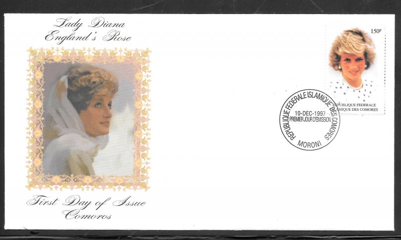 Just Fun Cover Comoro #813 FDC Offical Tributes to Princess Diana (my5763)